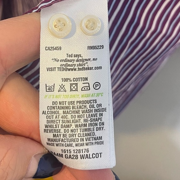 Ted Baker Endurance Ted’s Classic Fit Striped Floral Button Up Shirt Size 2 - Picture 12 of 15